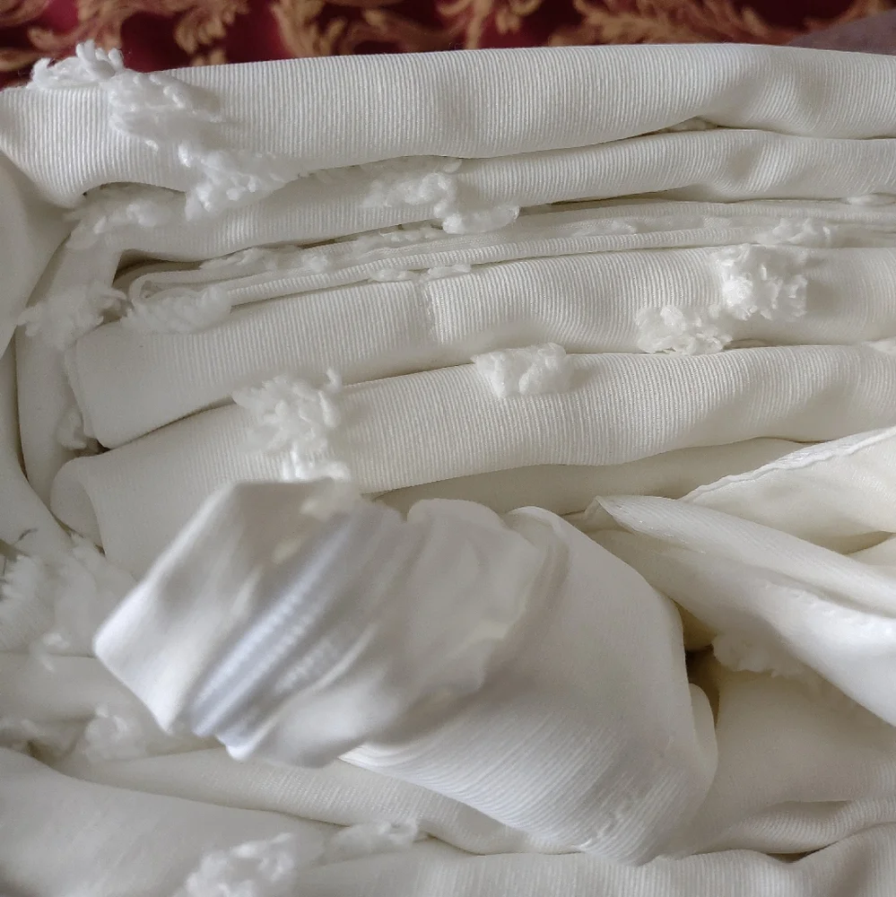 New 🆕 3 Items King Boho tuffed embroidery white duvet cover set 2 pillowcases